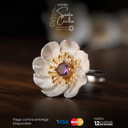 Anillo Amapola Gema Amatista