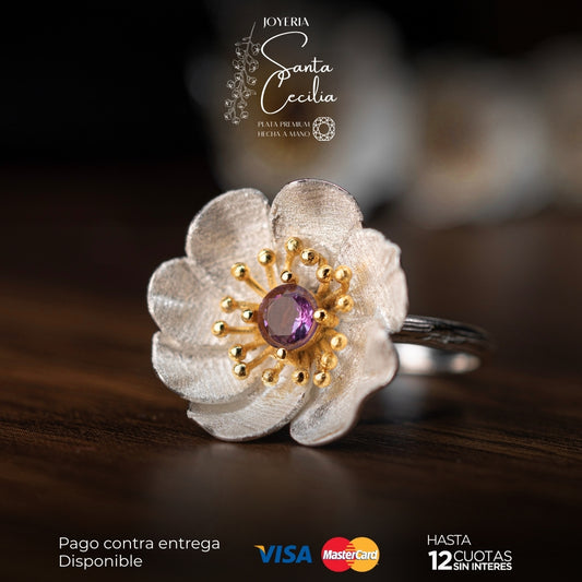 Anillo Amapola Gema Amatista