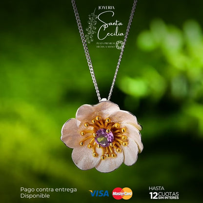 Dije Flor Amapola Gema Amatista