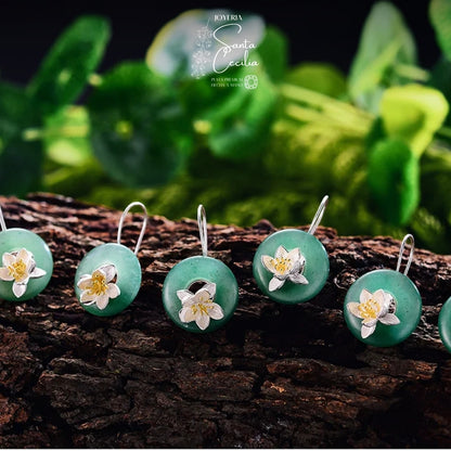 Aretes Flor de Loto Sobre Venturina