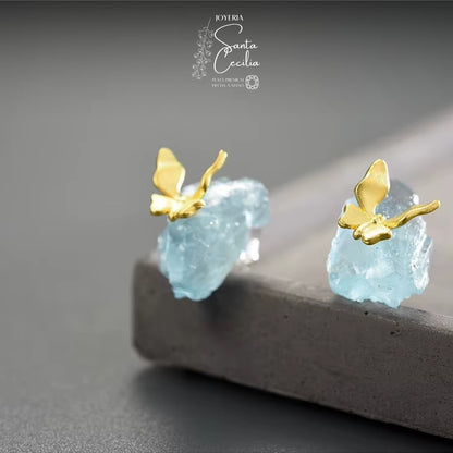 Aretes Mariposas Aquamarine
