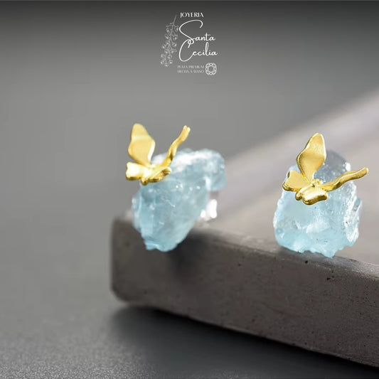 Aretes Mariposas Aquamarine