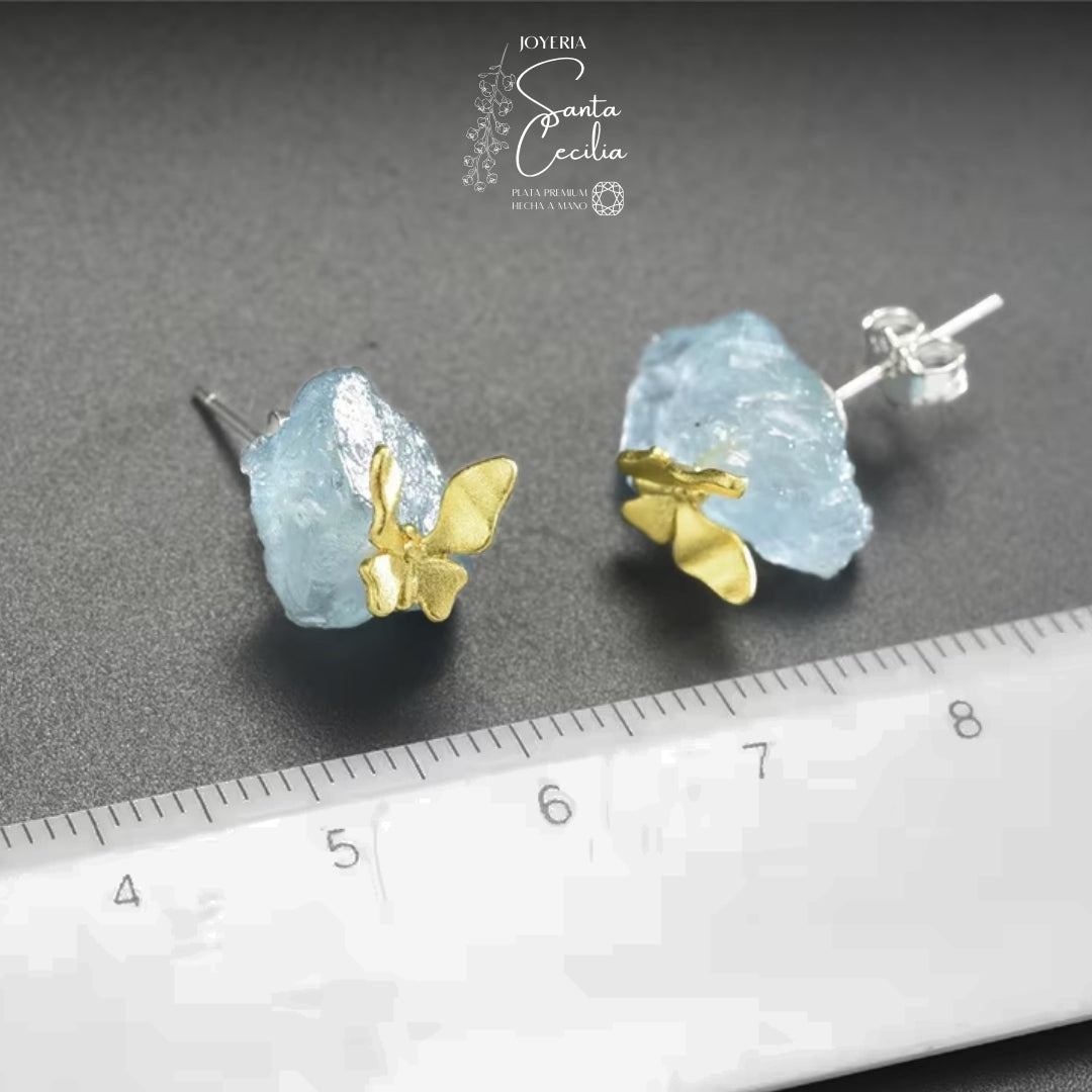 Aretes Mariposas Aquamarine
