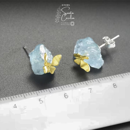 Aretes Mariposas Aquamarine