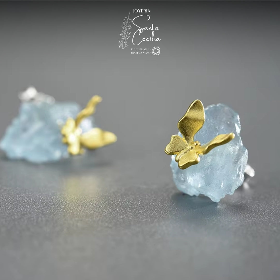 Aretes Mariposas Aquamarine