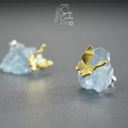 Aretes Mariposas Aquamarine