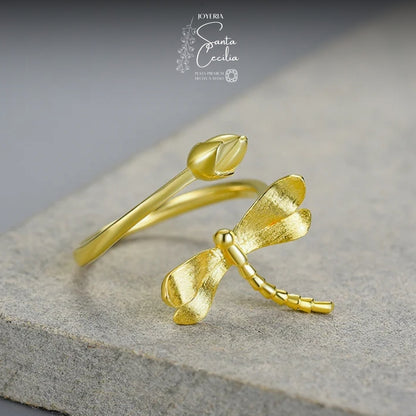 Anillo Libélula Baño de Oro