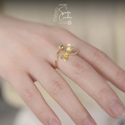 Anillo Libélula Baño de Oro