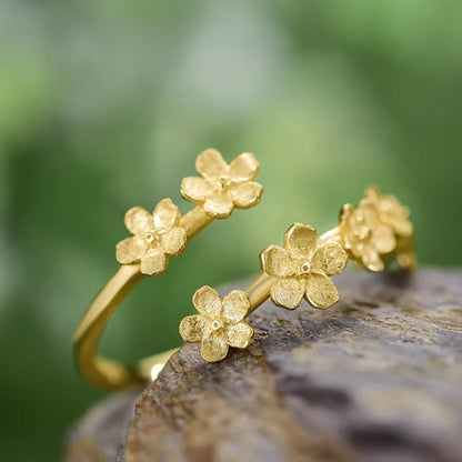 Anillo Flores de Loto Baño de Oro