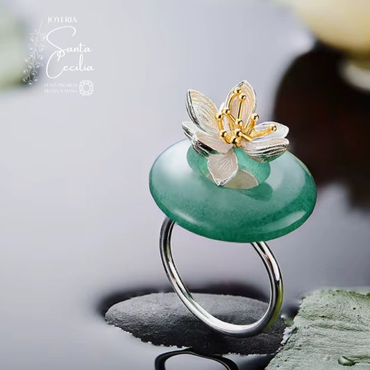 Anillo de Loto sobre venturina