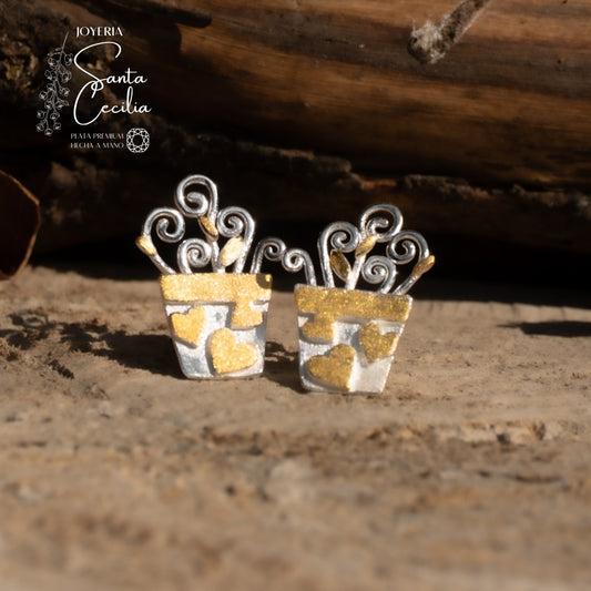 Aretes con forma de Macetitas